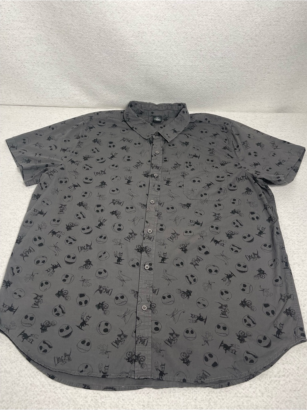 Disney Nightmare B-4  Xmas Jack Skellington Gray Cotton Shirt Mens XXL.SKU#0561
